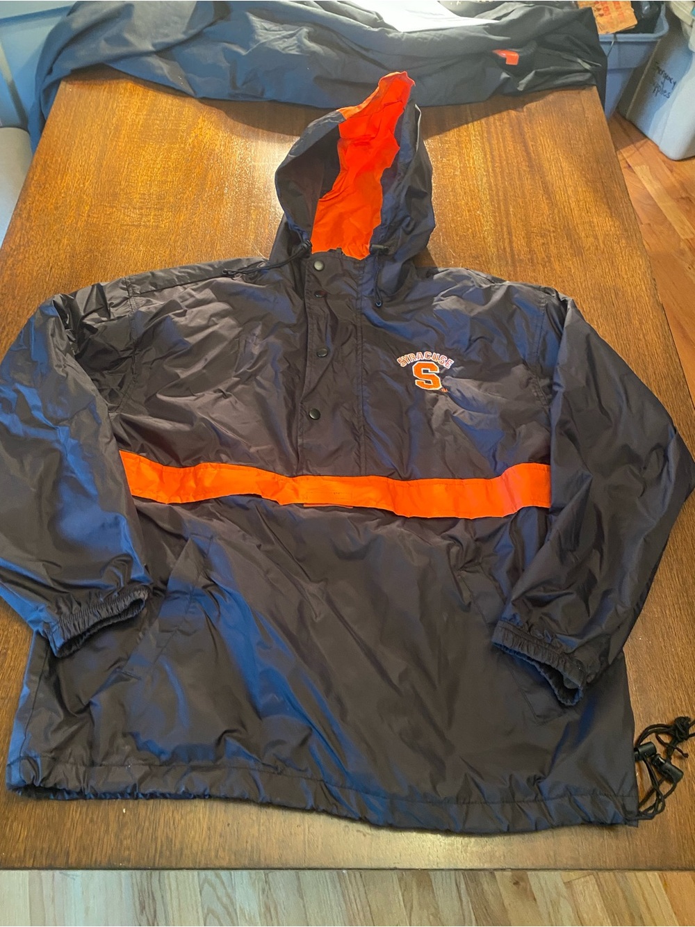 Vintage Holloway Syracuse Orange Anorak Windbreaker Jacket Men Small Hooded NCAA